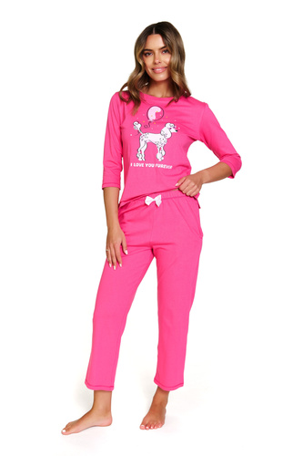 Pijamale de dama Doctor Nap 7356 - set din bumbac cu picior ¾ - bujor