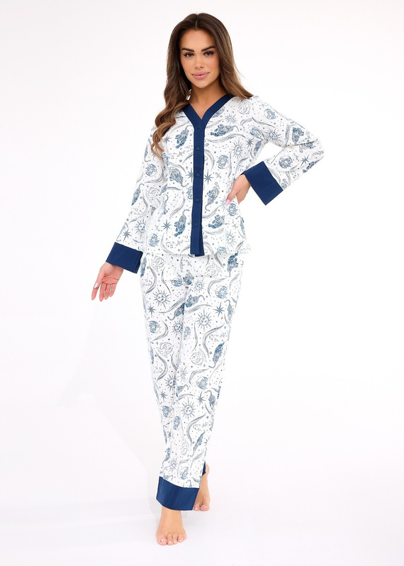 Pijamale dama 514/443 Amber CORNETTE – bumbac, maneci lungi, nasturi