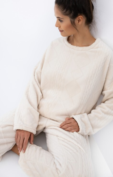 Pijamale Bridget Homewear Sensis pentru femei - Tricot cald, moale, ecru