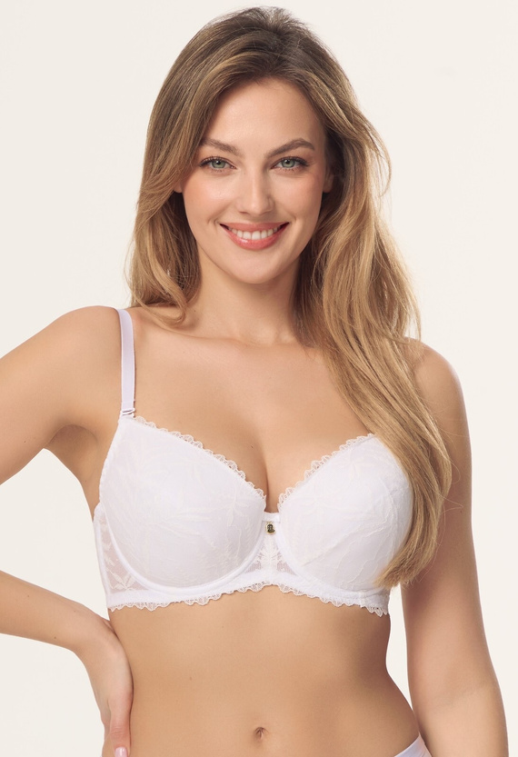 Sutien Push-Up Petra BP16 Mefemi by Nipplex – alb, dantelă, efect decolteu