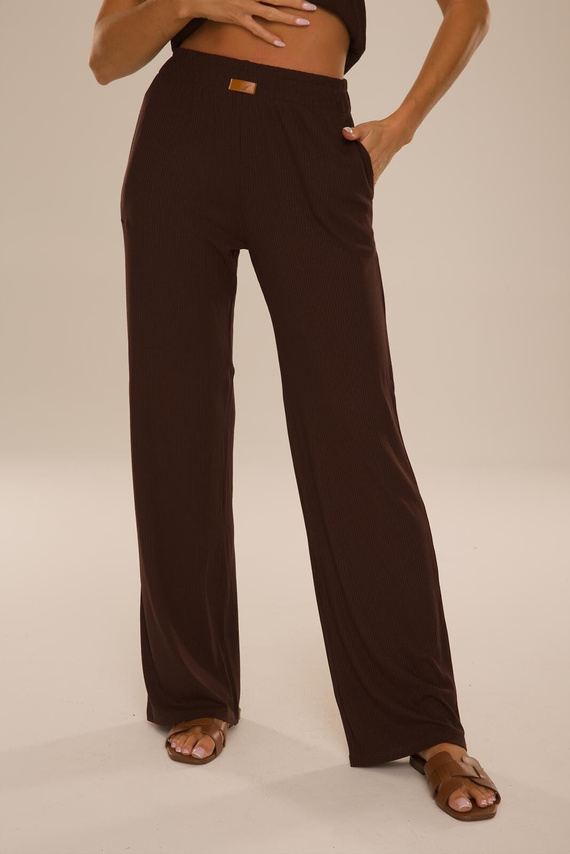 De Lafense Sienna 083 pantaloni lungi damă din viscoză cu buzunare - ciocolatiu