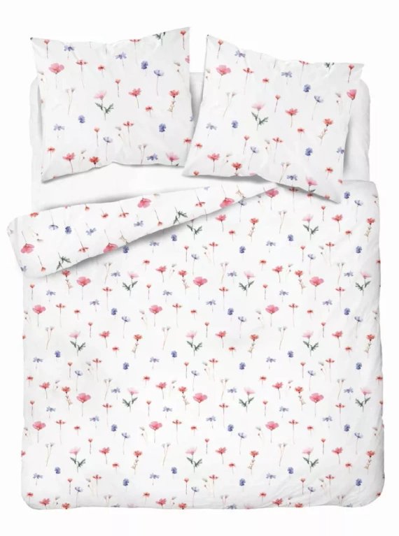 5486 B Detexpol Satin Stories lenjerie de pat satin alb - roz | 100% bumbac, țesătură din satin, fermoar, ambalaj cadou