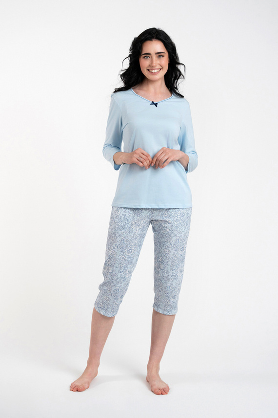 Salli Pijama de damă cu mâneci 3/4 și pantaloni 3/4 Italian Fashion - albastru/print 