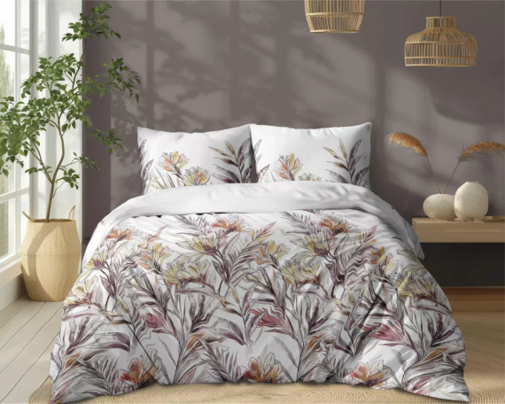 5504 B Lenjerie de pat din bumbac Tropical Flowers Naturalis – Detexpol alb