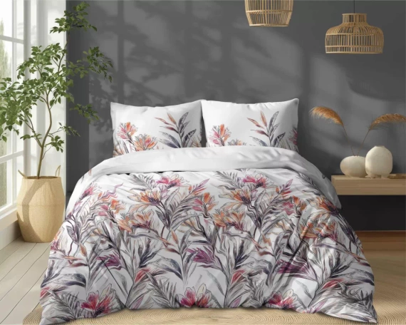 5504 A Lenjerie de pat din bumbac Tropical Flowers Naturalis – Detexpol alb
