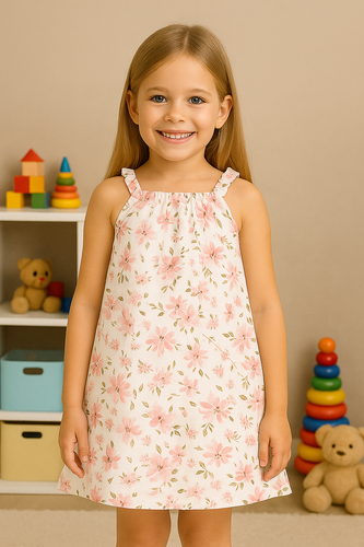 Rochie cu bretele de muselina Pinocchio ecru cu flori cu imprimeu cu flori