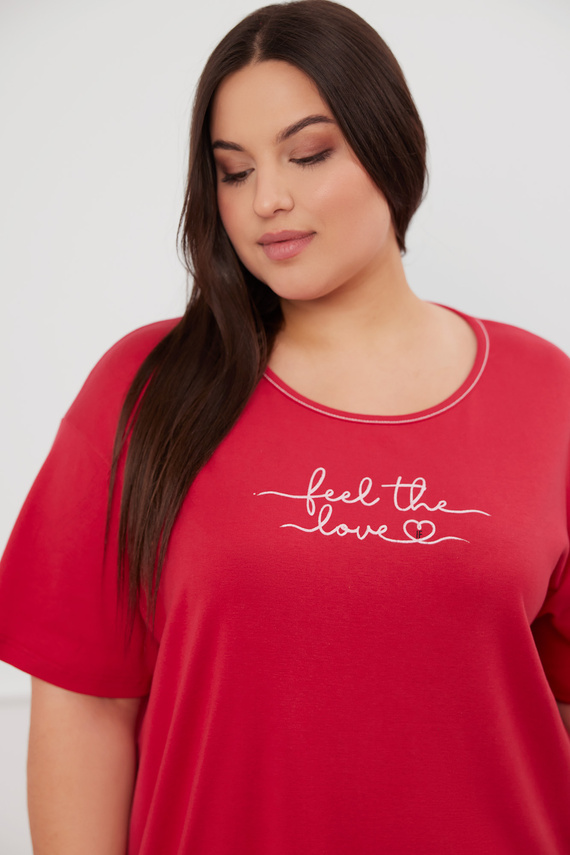 Evora cămașă de noapte cu mânecă scurtă Italian Fashion- roșu 