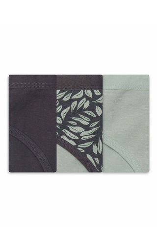 36508-K082 Henderson Chiloți de damă grafit-măsliniu - Set 3 bikini din bumbac