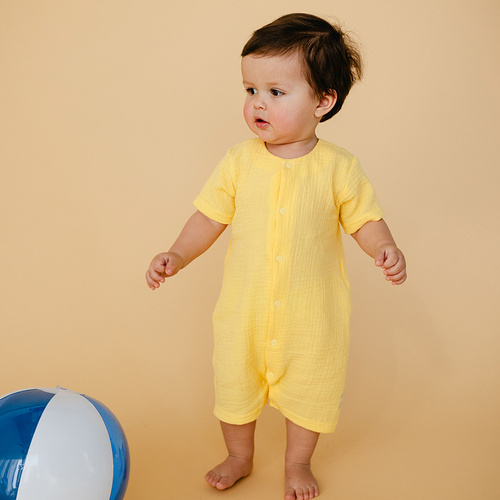 Elephant Rampers baby muslin Eevi - galben