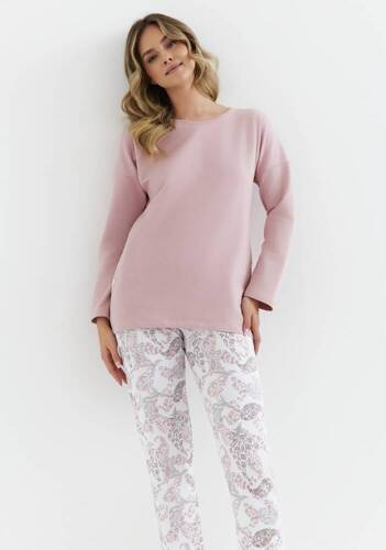 427 Pijamale de dama Cana din bumbac periat - roz pudrat