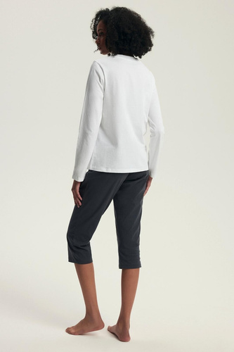 Pijamale de damă Henderson Danna 43686 crem - bumbac, mâneci lungi, croială confortabilă