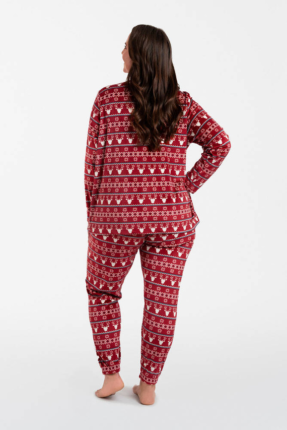 Islanda Fleece Femei Set Italian Fashion - burgundy print