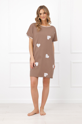 Italian Fashion Mila cămașă de noapte Mega Soft mânecă scurtă inimioare bumbac