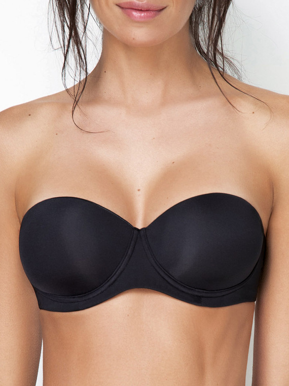 2550 Sutien Bandeau - rigidizat, neted, cu bretele detasabile Sielei negru