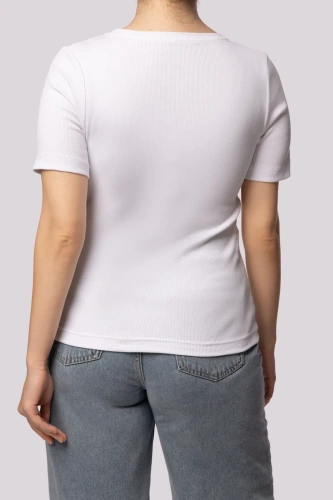 Tricou cu dungi Mona pentru damă, alb