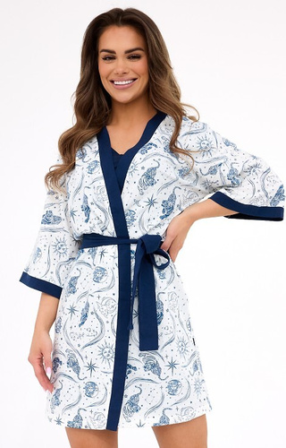 742/444 Olivia Cornette Dream Lady - halat de baie scurt de dama din bumbac cu imprimeu stea