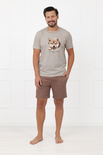 Pijama bărbați Shiba Italian Fashion 100% bumbac șort mânecă scurtă