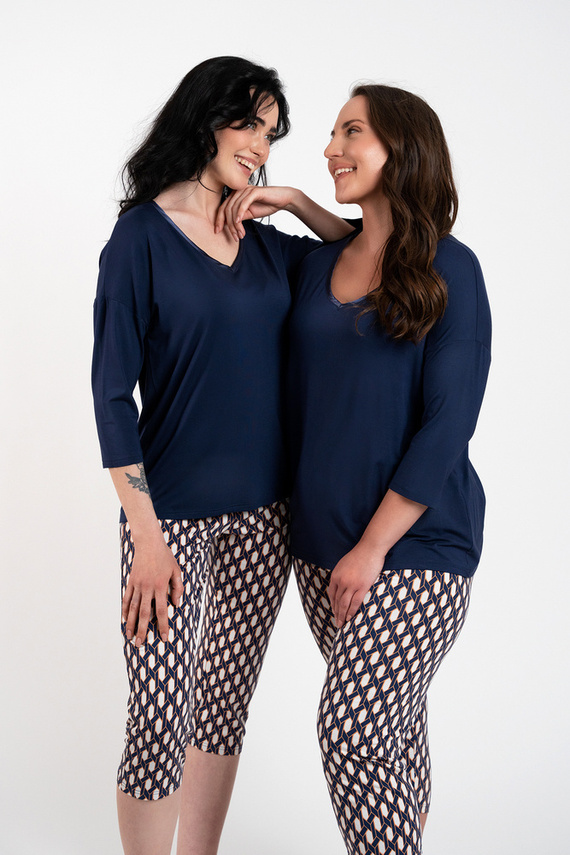 Milda Pijama pentru femei mâneci 3/4, pantaloni 3/4 Modă italiană