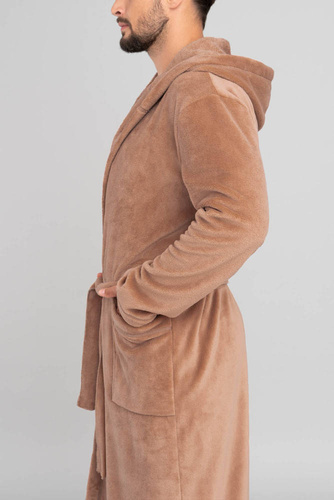 Mimas Halat de baie cu glugă pentru bărbați Italian Fashion- camel 