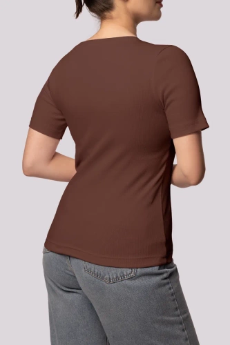 Tricou cu dungi Mona pentru damă, ciocolată