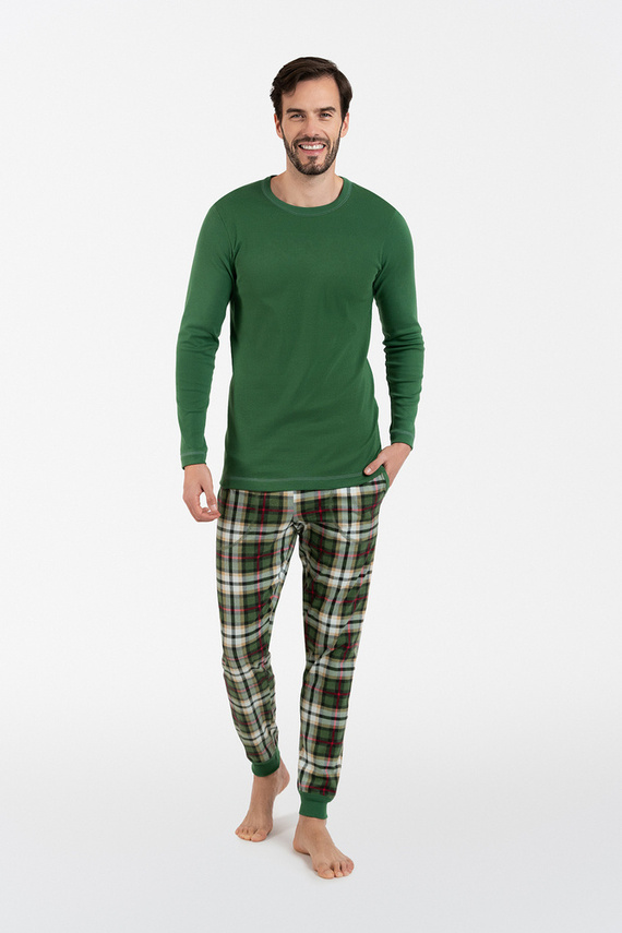 Seward Bis Pijama cu mânecă lungă pentru bărbați, pantaloni lungi Italian Fashion - verde