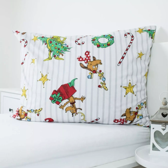 Lenjerie de pat Grinch Grinchmas JF24 140x200 bumbac 100% Grinch castel