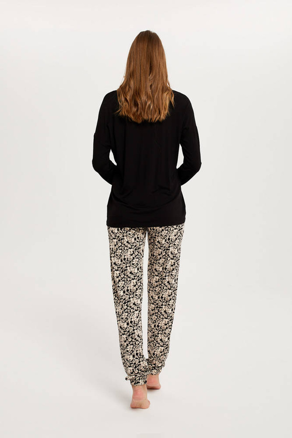 Guyana Ladies' Pyjamas mânecă lungă, pantaloni lungi Italian Fashion - negru/print