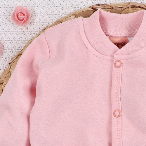 ABN-5429 Flori colorate Hanorac cu fermoar din bumbac organic Nini roz