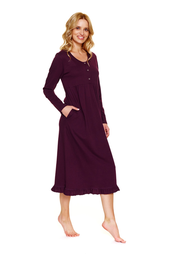 7318 Doctor Nap – Cămașă de noapte pentru maternitate și alăptare din bumbac | Producția poloneză - visiniu