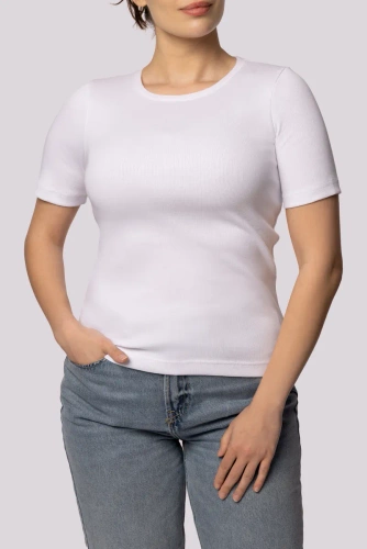 Tricou cu dungi Mona pentru damă, alb