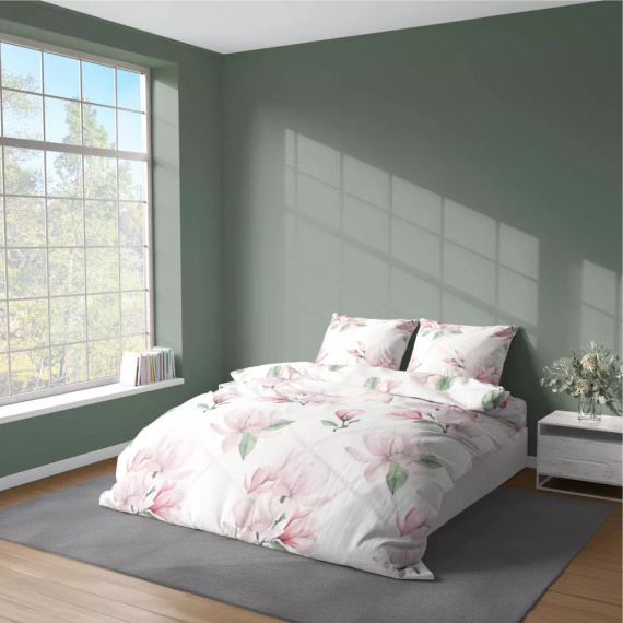 5034 A Lenjerie de pat microfibra cu flori Detexpol roz