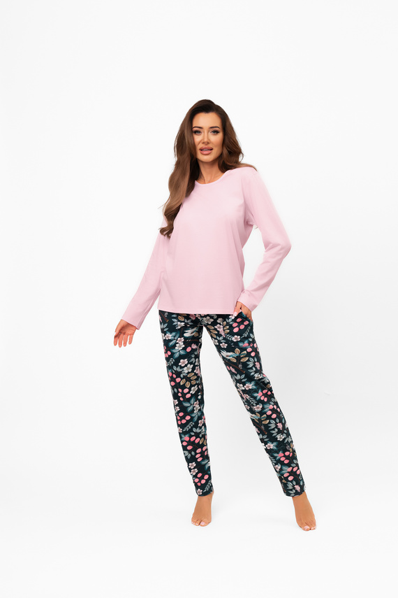 Pijama din bumbac pentru femei Marisal - mânecă lungă, pantaloni lungi Modă italiană  