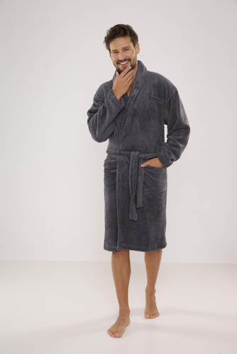 811 De Lafense halat de baie de pluș pentru bărbați - gri