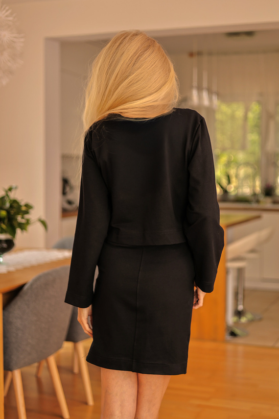 Dallas - set dama: rochie + hanorac, 95% bumbac 5% elastan | Marca poloneză Mirale - negru