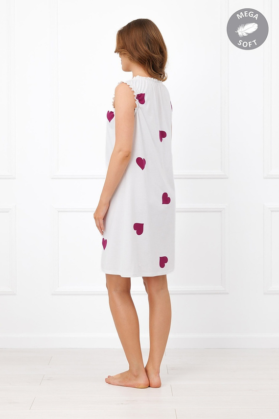 Italian Fashion Soul cămașă de noapte pentru alăptare Mega Soft ecru cu inimioare