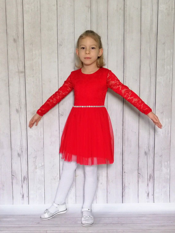 Rochie Angel II Bambarillo cu maneca lunga, rosie