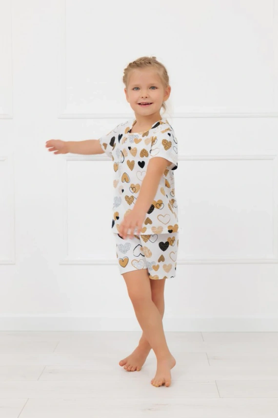 Pijama fetițe Ariela Italian Fashion – bumbac, mânecă scurtă, pantaloni scurți