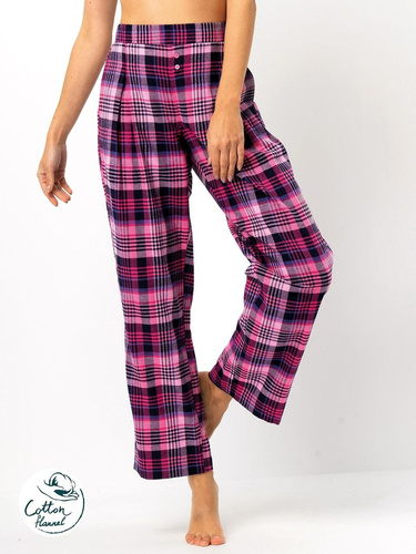 Pantaloni de pijama dama LHE 490 Key, fucsia - flanel din bumbac in carouri