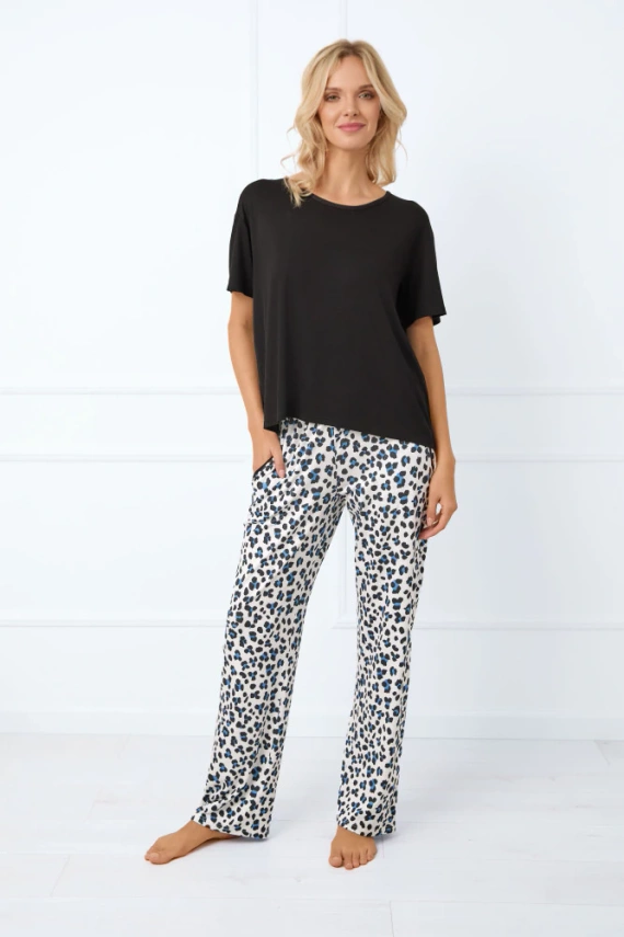 Savanna Pijama pentru femei cu mânecă scurtă, pantaloni lungi Italian Fashion