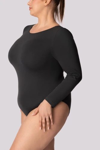 Body de dama Mona gri de baza cu maneca lunga