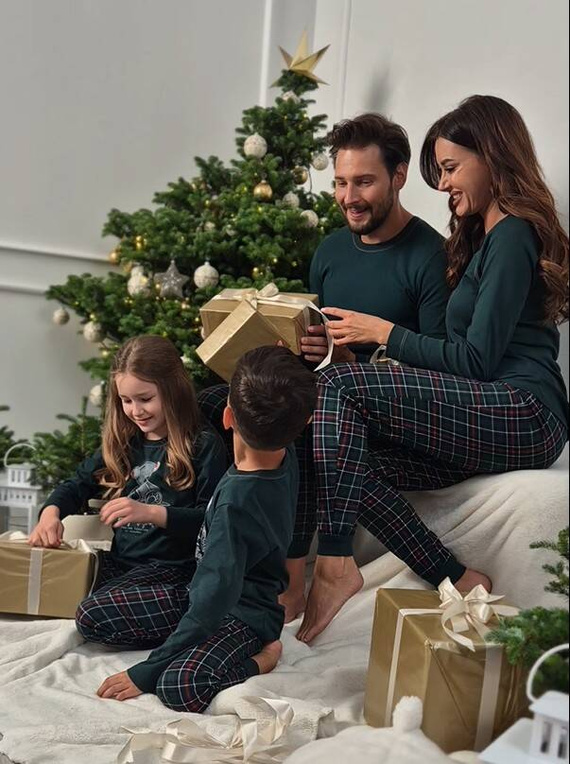 Fogo Pijama bărbătească cu mânecă lungă, pantaloni lungi Italian Fashion - verde/print 