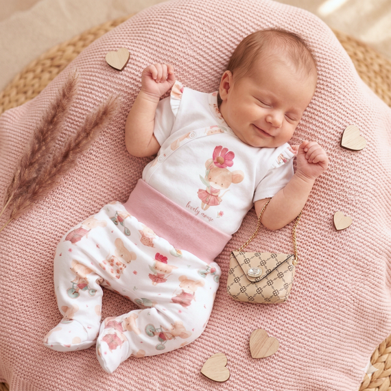 Body bebeluși Nini Little Mouse bumbac organic tip petrecut mânecă scurtă