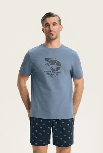 Pijama bărbați Henderson 44520 Brad, 100% bumbac, mânecă scurtă, șorturi cu elastic