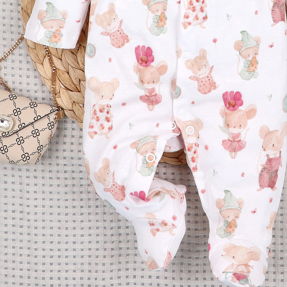 Salopetă Nini 100%  Little Mouse bumbac organic pentru nou-născut