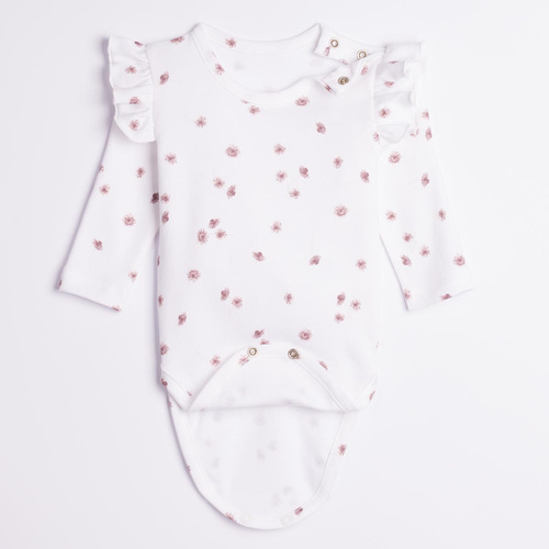 Nicol Hania 226095 Body 100% bumbac mânecă lungă cu flori și volănașe