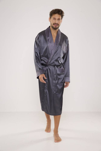 940 Forex halat de baie din satin pentru bărbați - gri
