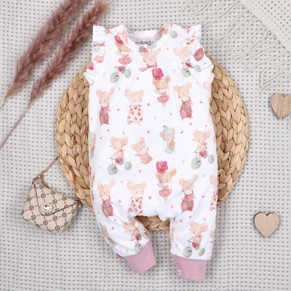 Nini Salopetă Nou-născut Little Mouse 100% Bumbac Organic – Fabricat în Polonia
