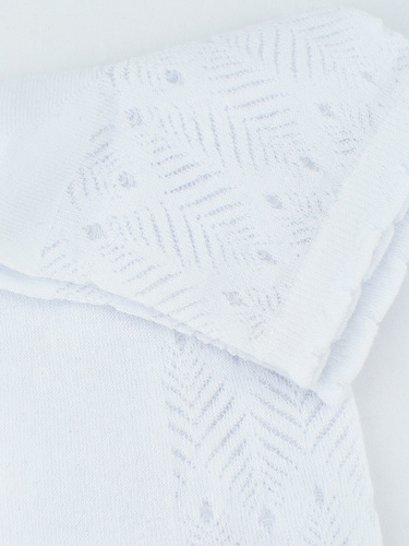 SB118 șosete Jacquard Leaf Noviti - albe