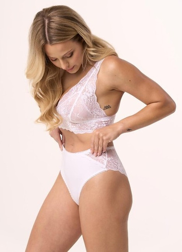 bbl 213 Chiloți albi Babell - bumbac, dantelă spate, lenjerie elegantă de damă