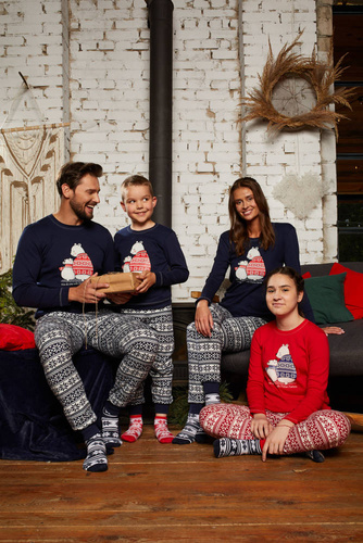 Arktyka Pijama de damă cu mânecă lungă, pantaloni lungi Italian Fashion - albastru navy/print